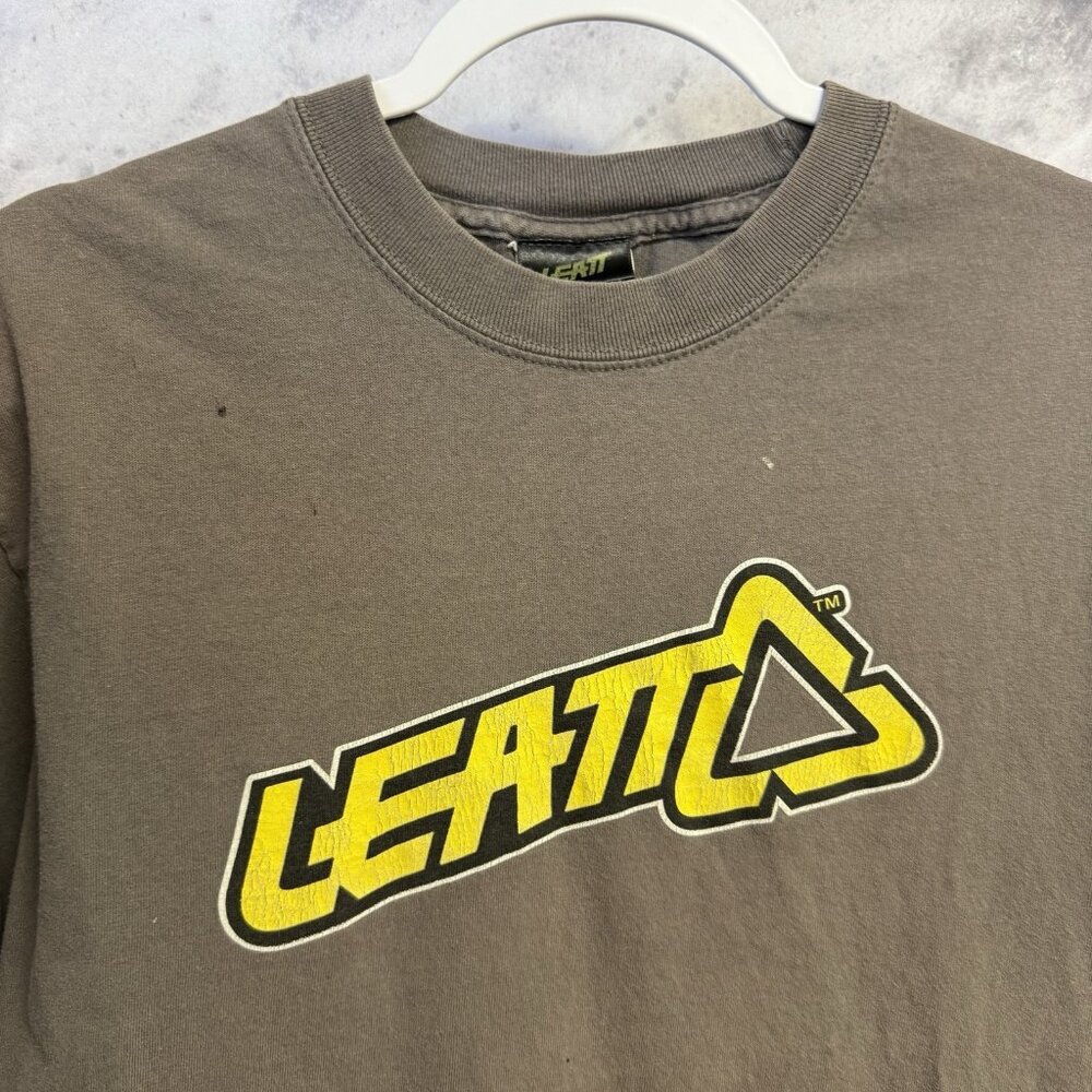 Vintage Leatt Racing T Shirt Mens Medium Brown Motocross MTB Y2k 90s